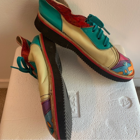 Soletech women’s Shoes SZ 8 Adult Low Top Cobbled Art Koolshoos Leather Dog. - Picture 3 of 8